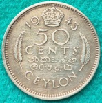 Moeda 50 Cents 1943 Soberba Segunda Guerra Rei George VI Índia