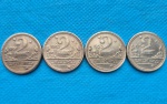 4 Moedas 2 Cruzeiro 1951, 52, 53, 54 Soberba