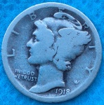 Moeda USA One Dime Prata 1918