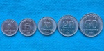 Lote 5 moedas 1988 Flor de Cunho 1, 5, 10, 20 e 50 Centavos