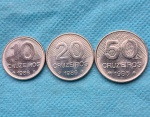 3 Moedas 10, 20 e 50 Cruzeiros 1986 Ano Raro Soberba Flor