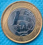 Moeda 1 Real 2018 Com traços na data e globo Soberba Flor