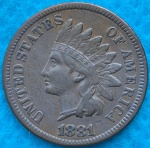 Moeda USA One Cent Cabeça de Índio 1881 Bronze Flor de Cunho Raríssima