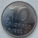 Moeda de Prova 10 Cruzeiros 1980 Flor de Cunho Raríssima