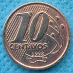 Moeda 10 Centavos 1998 Batida Dupla no Centavos, Globo e Estrelas Soberba
