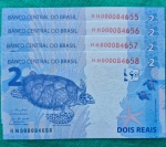 Lote 4 Cédulas 2 Reais hh000084655, 56, 57 e 58 Primeira da Série Flor de Estampa