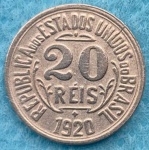 Moeda 20 Reis 1920 Flor de Cunho