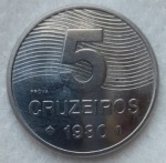 Moeda de Prova 5 Cruzeiros 1980 Flor de Cunho Raríssima
