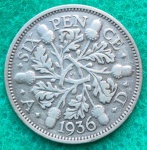 Moeda Six Pence USA Prata 1936 Raríssima Soberba Flor