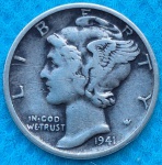 Moeda USA One Dime Prata 1941