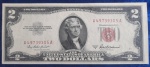 Cédula de 2 Dollares Ano 1953  Selo Vermelho Flor de Estampa
