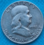 Moeda USA Prata Half Dollar 1951 Soberba