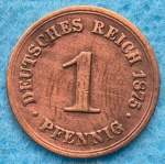 Moeda 1875 Alemanha 1 Pfennig Bronze