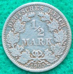 Moeda 1/2 Mark Prata Alemanha 1905 Soberba Flor Magnifica