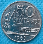 Moeda 50 Centavos 1967 Raríssima neste estado Flor de Cunho