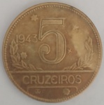 Moeda 5 Cruzeiros 1943 Antiga