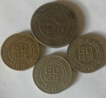 Kit 4 moedas 50 Reis Antiga