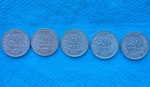 Lote 5 Moedas 20 Reis 1919 Flor de Cunho