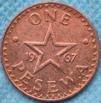 Moeda Ghana One Pesewa 1967 Cobre Comemorativa Justiça