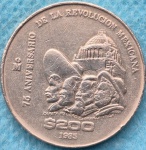 Moeda 200 Pesos México 1985 Comemorativa 75 Anos Revolução Mexicana Soberba