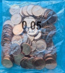 Sache Moedas 5 Centavos 2019 com a Letra A Flor de Cunho com 100 moedas