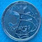 Moeda 50 Centavos sem o Zero com pequeno boné e pequenas marcas, original casa da moeda