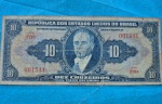 Cédula 10 Cruzeiros 1943 Segunda Guerra Mundial Autografada