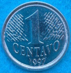 Moeda 1 Centavo1997 Batida Dupla na data e data vazada, Flor de Cunho