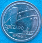 Moeda 1 cruzado novo 1989 Flor de Cunho