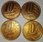 4 moedas 10 centavos 1998