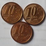 3 moedas 10 centavos 1998