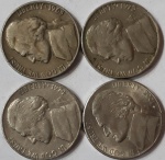 Lote 4 moedas Five Cents