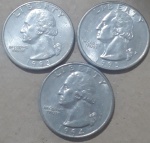 Kit Moedas Quarter Dollar 93, 94 e 95
