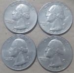 Kit 4 Moedas Quarter Dollar 80, 81, 83 e 84