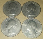 Kit 4 moedas Quarter Dollar 1973, 74, 79 e 84