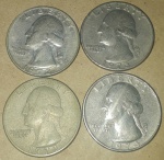 Kit 4 moedas Quarter Dollar 1972, 73 e 74