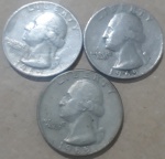Kit 3 moedas Quarter Dollar 1965