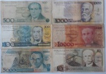Lote 6 cédulas nacionais antigas