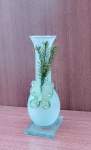 Vaso de Planta Artificial Decorativo com marcas do Tempo em vidro, com 16cm