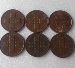 Kit 6 moedas estrangeiras antigas 60, 61, 66, 67