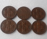 Kit 6 moedas estrangeiras antigas, 53, 55, 56 e 58