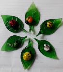 Kit Murano 6 Folhas Verdes com insetos