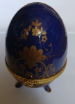 Antigo Ovo Azul Florido 10 cm Porcelana