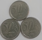 Kit 3 moedas 50 Centavos 2006