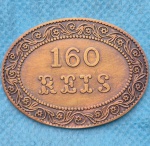 Ficha 160 Reis Companhia Nictheroi e Inhomerim Barcas Rio Niterói 34x45 mm para estudo e curiosidade