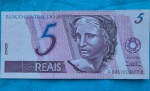 Cédula 5 Reais 1994 C269 sem Deus Seja Louvado Filigranada Efigien da República Raríssima Flor Estampa