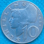 Moeda Austria 10 Chilling Soberba Flor 7,5g Prata 1958
