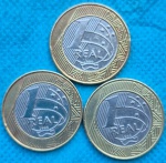 Lote 3 moedas 1 Real 1999 Primeira Família