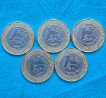 Lote  5 moedas 1 Real 1998 Primeira Família