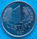 Moeda 1 Centavo 1997 Soberba Flor Raríssima Batida dupla no centavo, data e data vazada.
